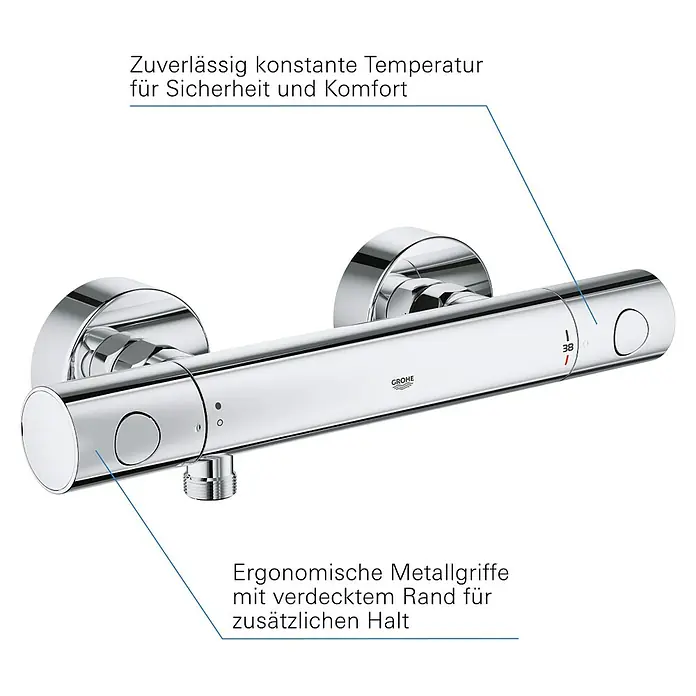 Grohe Brausethermostat Precision Get - Chrom, Glänzend - Informationsansicht