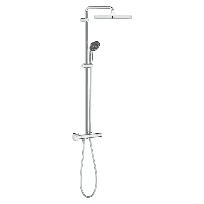 Grohe Vitalio Start Duschsystem Typ 2 - Mit Thermostatarmatur, Lochabstand: 101,6 cm, Chrom - Diagonale Ansicht