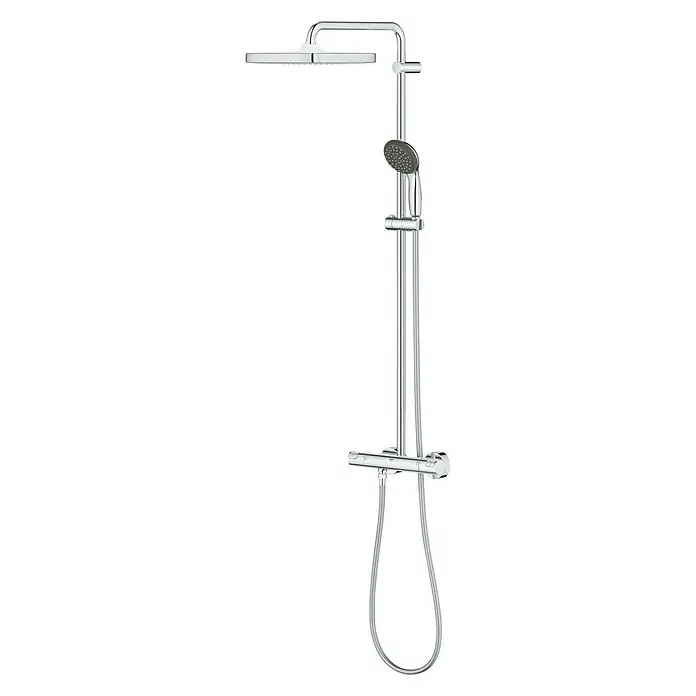 Grohe Vitalio Start Duschsystem Typ 2 - Mit Thermostatarmatur, Lochabstand: 101,6 cm, Chrom - Diagonale Ansicht