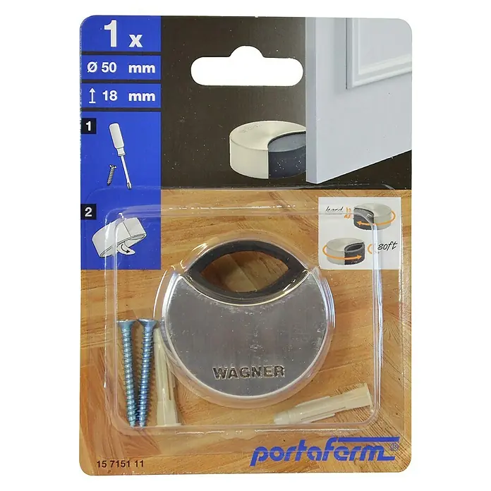 Portaferm Vloerdeurstopper Duo - Ø x h: 50 x 18 mm, Lijmen - Vooraanzicht