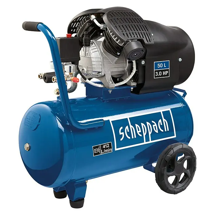 Scheppach Kompressor-Set GK520DCZ - 10 bar, 3 PS, Kesselinhalt: 50 l - Diagonale Ansicht