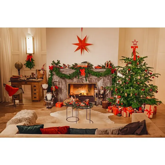 Luz de Navidad LED Estrella - Estrella, Rojo, Oro, Número de LED: 10 ud. - Foto ambiente