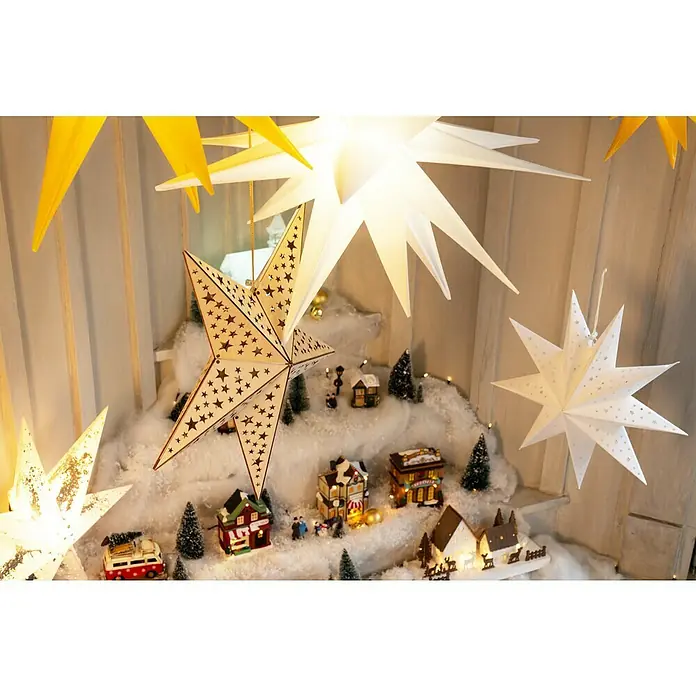 Tween Light Estrella LED colgante 3D - Para exterior, 1 luz, Diámetro: 100 cm, Blanco, Blanco cálido - Foto ambiente
