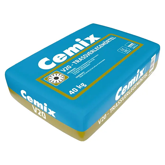 Cemix Trasszementmörtel V20 - Körnung: 4 mm, 40 kg - Diagonale Ansicht