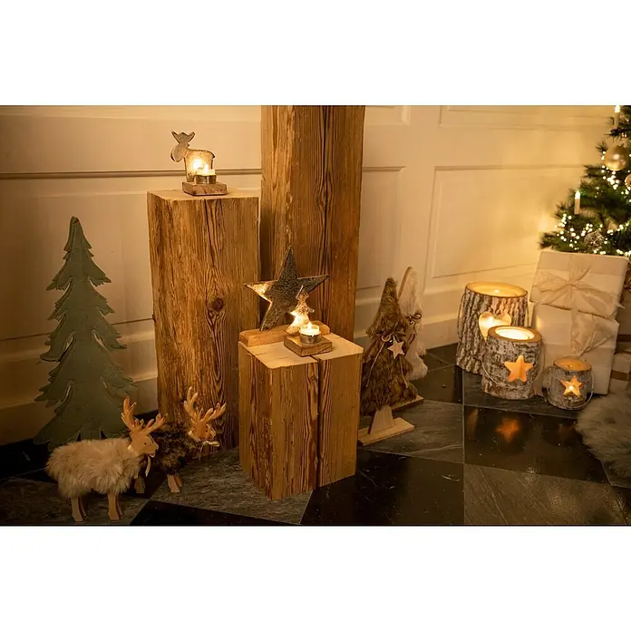 Windlicht - Ø x H: 12 x 12 cm, Holz, Herz - Stimmungsaufnahme