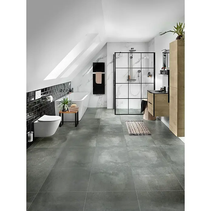 Badmöbel-Set Style - 61,5 cm, Canela Eiche/Schwarz, Matt - Stimmungsaufnahme