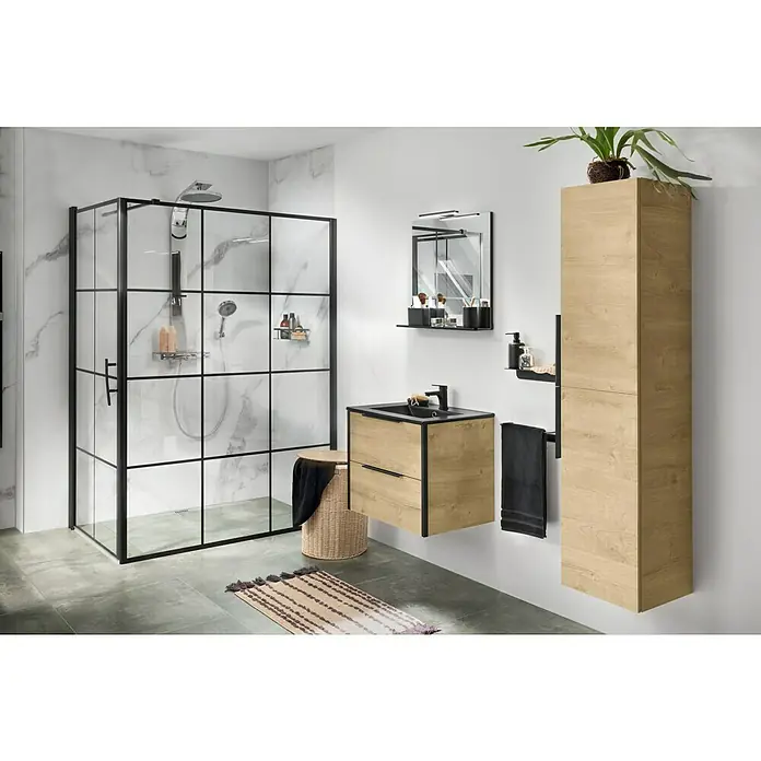 Badmöbel-Set Style - 61,5 cm, Canela Eiche/Schwarz, Matt - Stimmungsaufnahme