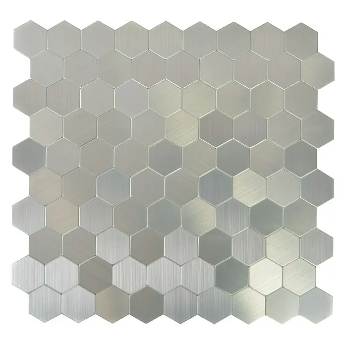 Samoljepljiva mozaik pločica Hexagon SAM 4MMHX - 28 x 29 cm, Metal, Srebrne boje - Pogled s gornje strane