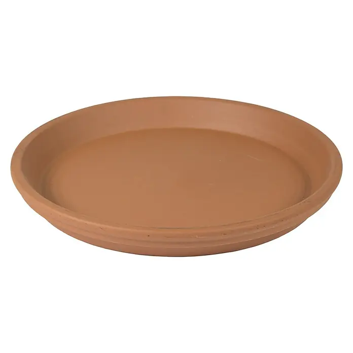 Mega Collections Onderzetter voor bloempot - Keramiek, Terracotta, Ø x h: 11 x 2 cm - Diagonaal zicht