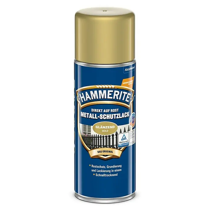 Hammerite Metall-Schutzlack - Gold, 400 ml, Glänzend, Lösemittelhaltig - Vorderansicht