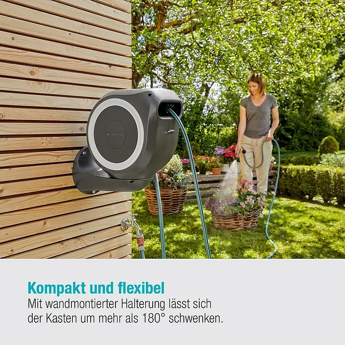Gardena Wand-Schlauchbox RollUp S - Schlauchlänge: 15 m - Informationsansicht