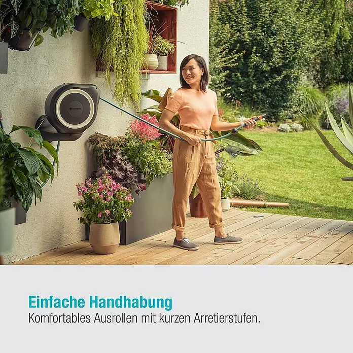 Gardena Wand-Schlauchbox RollUp S - Schlauchlänge: 15 m - Informationsansicht