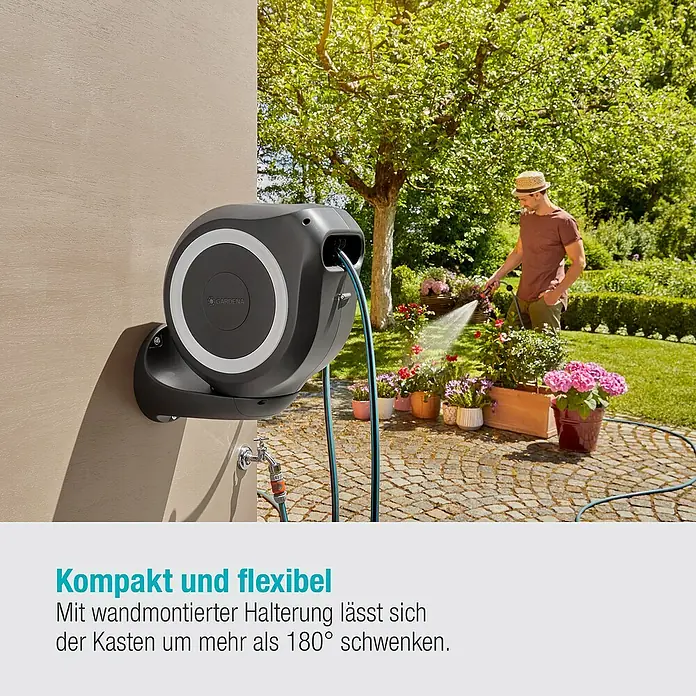 Gardena Wand-Schlauchbox RollUp M - Schlauchlänge: 20 m - Informationsansicht