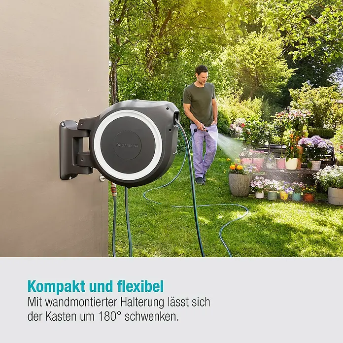 Gardena Wand-Schlauchbox RollUp M/L - Schlauchlänge: 25 m - Informationsansicht