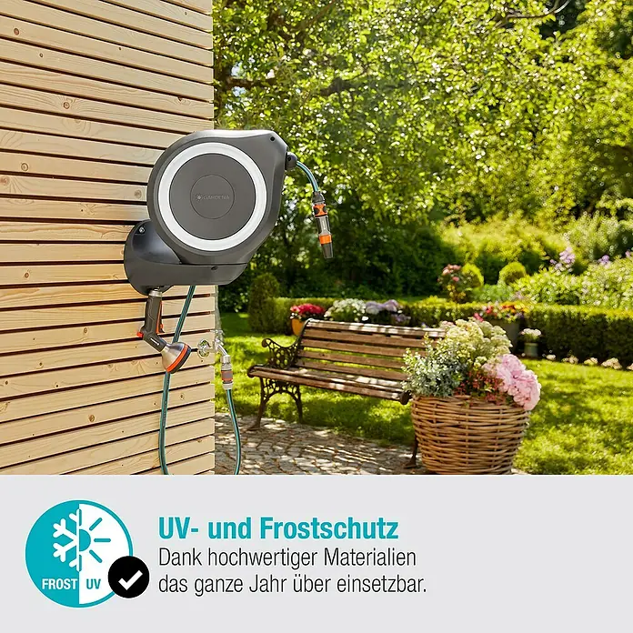 Gardena Wand-Schlauchbox RollUp M - Schlauchlänge: 20 m - Informationsansicht