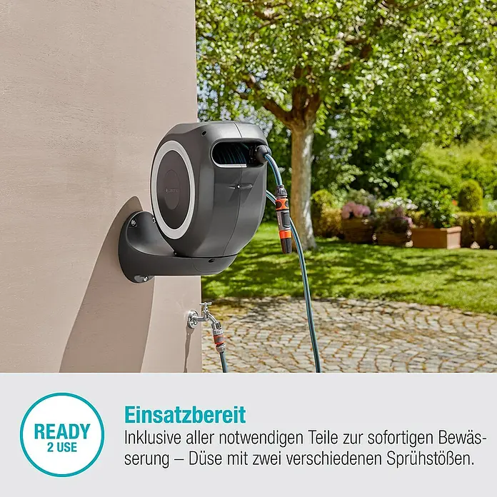Gardena Wand-Schlauchbox RollUp M - Schlauchlänge: 20 m - Informationsansicht