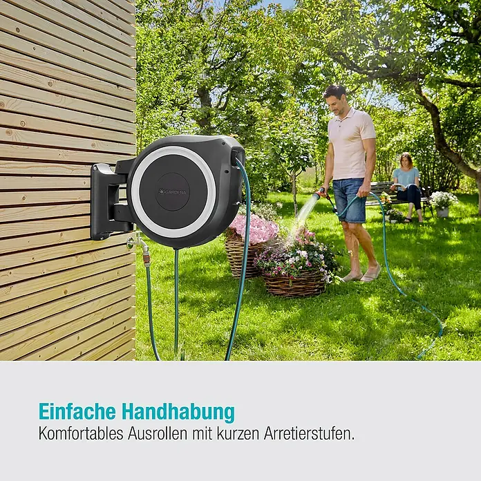 Gardena Wand-Schlauchbox RollUp M/L - Schlauchlänge: 25 m - Informationsansicht