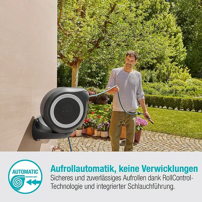 Gardena Wand-Schlauchbox RollUp M - Schlauchlänge: 20 m - Informationsansicht