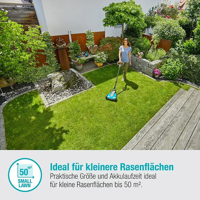 Gardena Akku-Rasenmäher HandyMower 22/18V P4A - 18 V, 1 Akku, 2,5 Ah, Schnittbreite: 22 cm - Informationsansicht