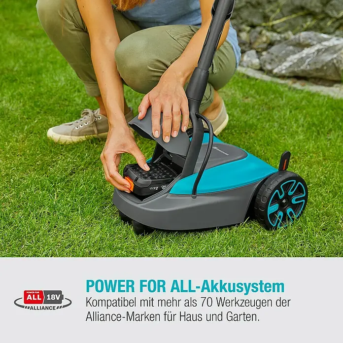 Gardena Akku-Rasenmäher HandyMower 22/18V P4A - 18 V, 1 Akku, 2,5 Ah, Schnittbreite: 22 cm - Informationsansicht
