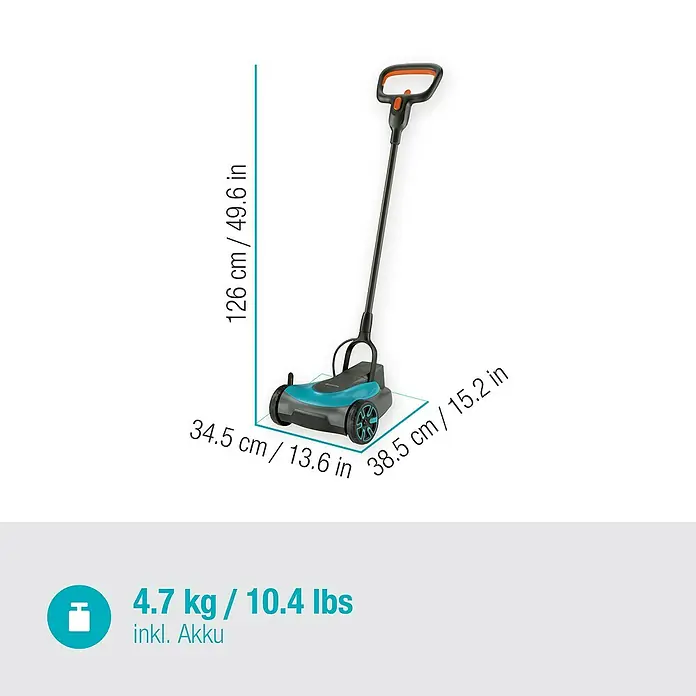 Gardena Akku-Rasenmäher HandyMower 22/18V P4A - 18 V, 1 Akku, 2,5 Ah, Schnittbreite: 22 cm - Skizze