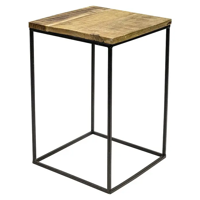 Holztisch Eckig - L x B x H: 33 x 33 x 50 cm, Material Tischplatte: Mangoholz - Diagonale Ansicht