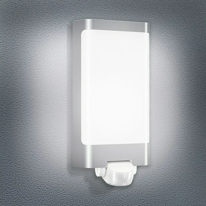Steinel LED vanjska svjetiljka sa senzorom pokreta - 9,3 W, D x Š x V: 8,1 x 16,5 x 30,5 cm, Bijelo-plemeniti čelik, Topla bijela - Živopisni prikaz