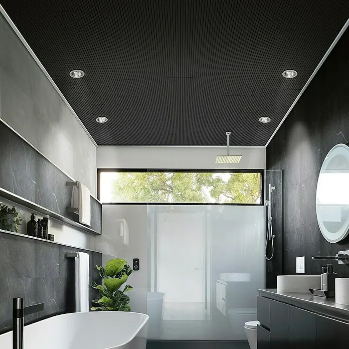 Avanti Acoustic Wandpaneel - 1,39 m x 20,1 cm, Inox Black, HDF - Sfeeropname