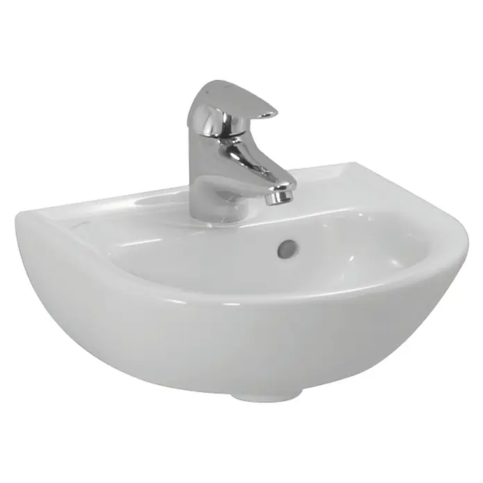 Laufen Handwaschbecken Pro B - B x L: 31 x 35 cm, Ohne Spezialglasur, Hahnloch: Mitte, Mit Überlauf, Weiß - Diagonale Ansicht