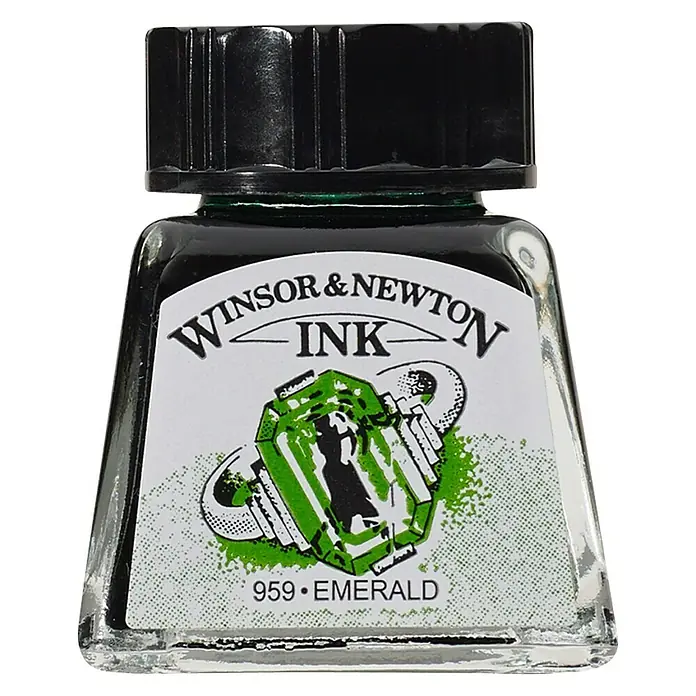 Winsor & Newton Tinta za crtanje - Emerald, 14 ml, Boca - Pogled sprijeda