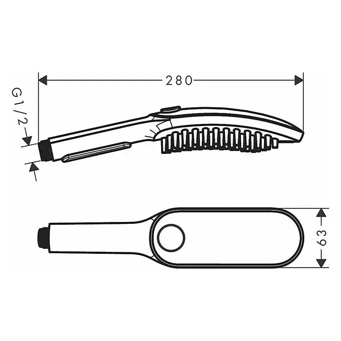 Grifo de ducha Dog - Plástico, Blanco - Dibujo técnico