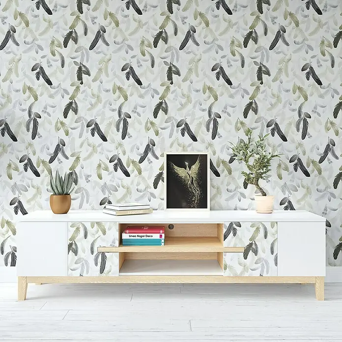 Papel pintado vinílico adhesivo Lineawall - Fénix, 90 cm x 2,8 m - Foto ambiente