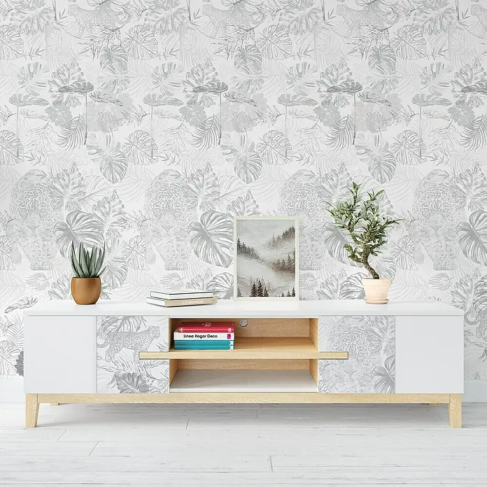 Papel pintado vinílico adhesivo Lineawall - Jaguar, 90 cm x 2,8 m - Foto ambiente
