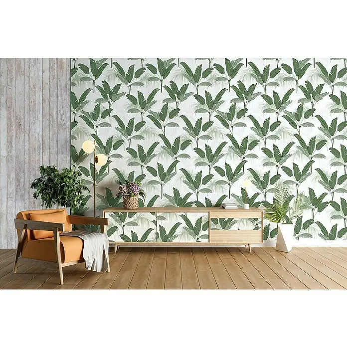 Papel pintado vinílico adhesivo Lineawall - Selva, 90 cm x 2,8 m - Foto ambiente