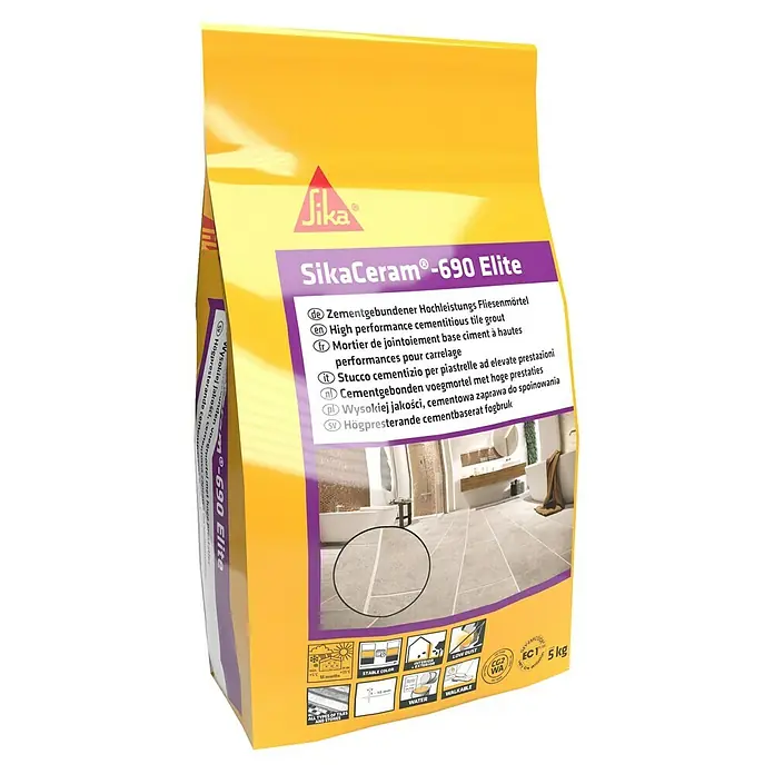 Sika Fleksibilna masa za fugiranje 690 Elite - Boja: Siva, 5 kg - Dijagonalni pogled