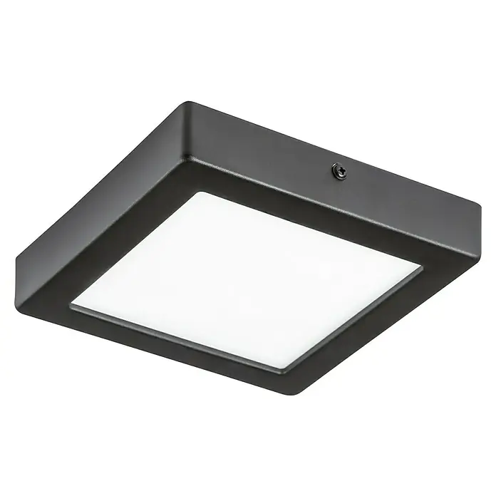Eglo LED-Deckenleuchte Idun - 9,5 W, L x B x H: 3 x 17 x 17 cm, Schwarz, Neutralweiß - Diagonale Ansicht
