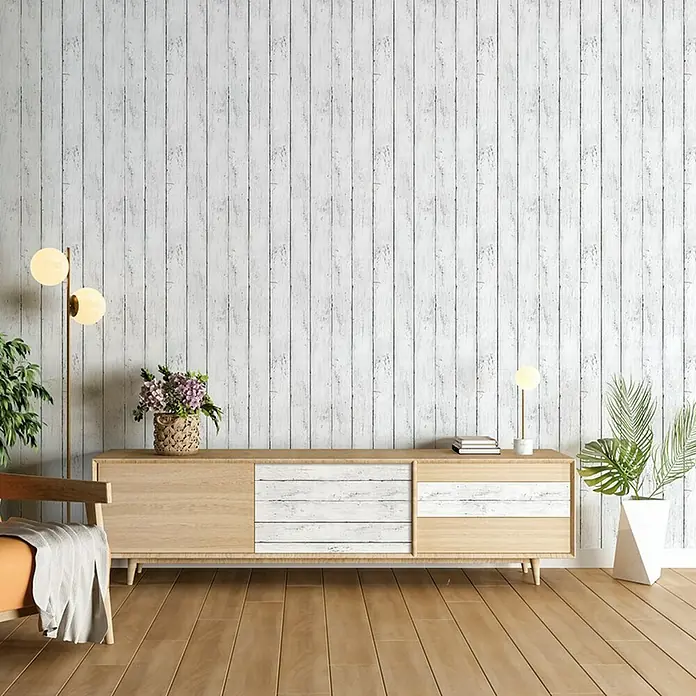 Papel pintado vinílico adhesivo Lineawall - Tablero blanco, 90 cm x 2,8 m - Foto ambiente