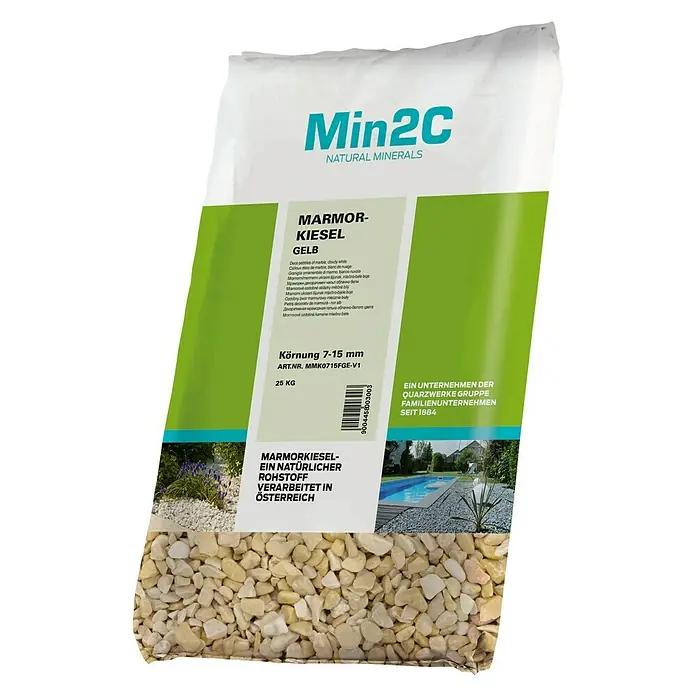 Min2C Marmorkiesel - Gelb, Körnung: 7 mm - 15 mm, 25 kg