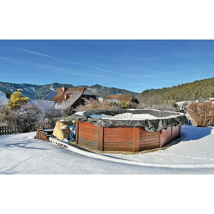 KWAD Pool-Abdeckplane Winter - Rechteckig, L x B: 7 x 3,5 m, Schwarz/Grau - Stimmungsaufnahme