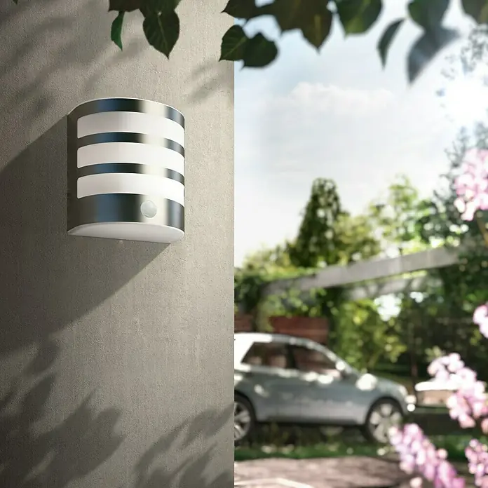 Philips LED-Außenwandleuchte Calgary - 4 W, 130 x 122 x 94 mm, Weiß/Edelstahl, IP44