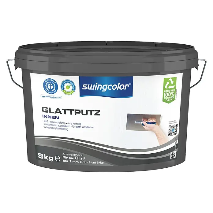 swingcolor Glattputz - Weiß, 8 kg, Konservierungsmittelfrei - Vorderansicht