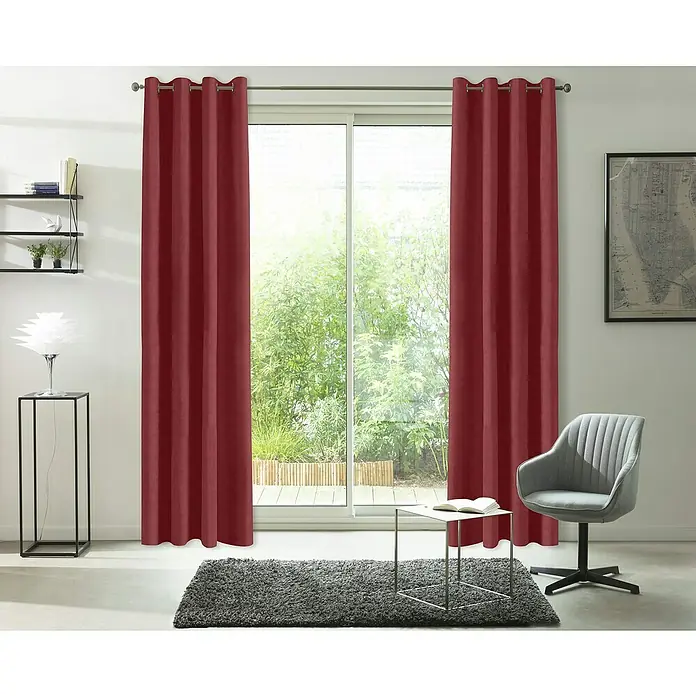 Cortina Scarlet - An x Al: 140 x 250 cm, 100 % poliéster , Rojo - Foto ambiente