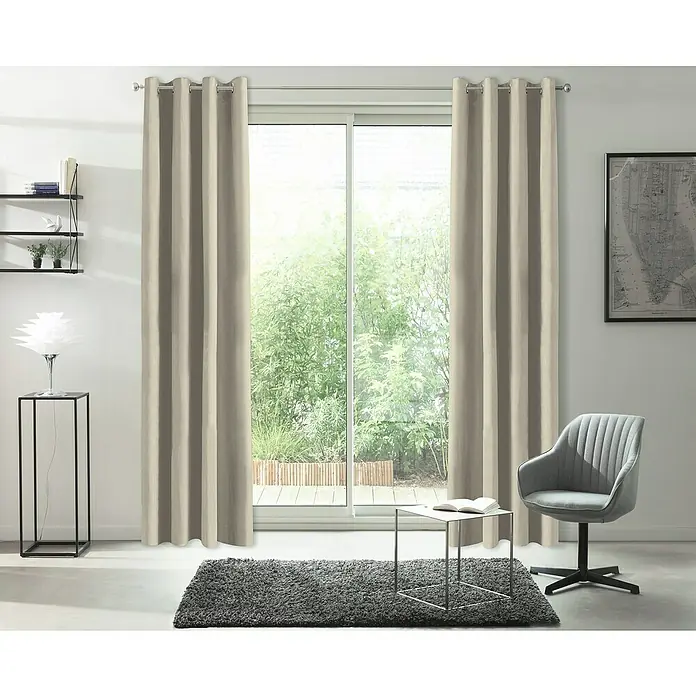 Cortina Térmica Attila - An x Al: 140 x 240 cm, 100% poliéster, Lino - Foto ambiente