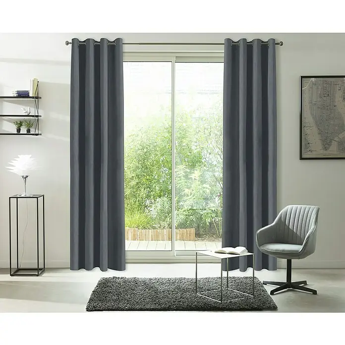 Cortina Jodie - An x Al: 140 x 250 cm, 100 % poliéster , Gris - Foto ambiente