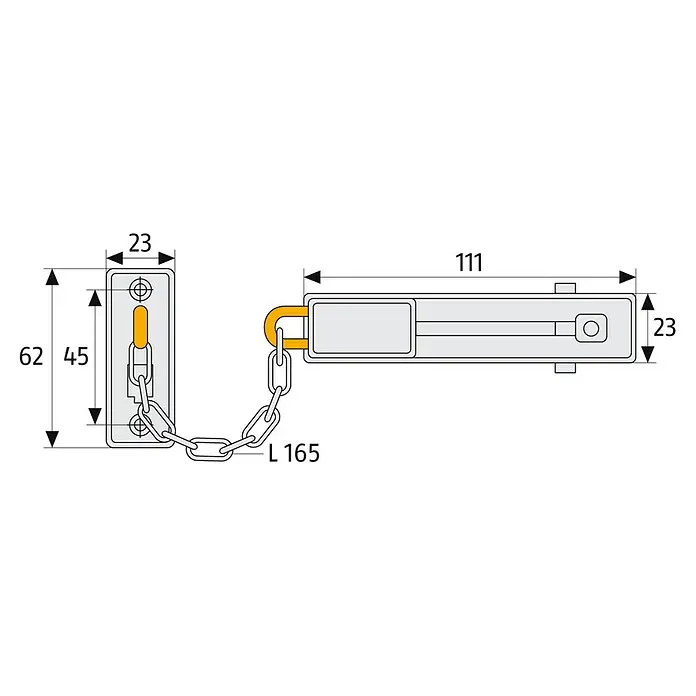 Abus Türkette SK 66 - 16,5 cm, Weiß - Skizze