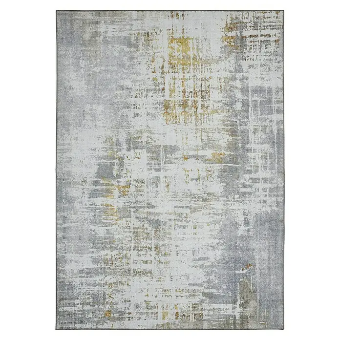 Flachgewebeteppich Teppich Stampa - Creme/Senf, 170 x 120 cm, 100% Polyester - Ansicht von oben