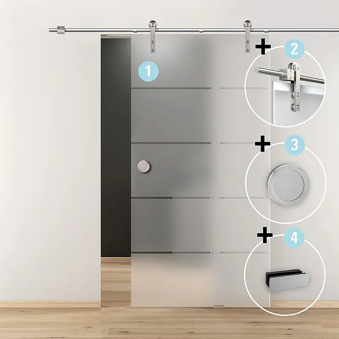 Diamond Doors Schiebetür-Komplettset Galaxy 6.0 - 935 x 2.058 mm, Einscheibensicherheitsglas (ESG) - Informationsansicht