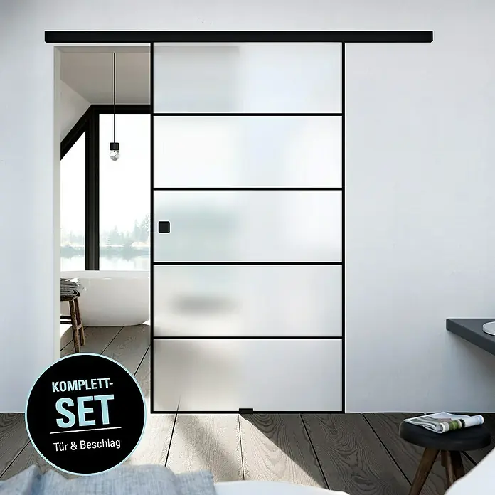 Diamond Doors Black Edition Schiebetür-Komplettset Lines - 935 x 2.058 mm, Einscheibensicherheitsglas (ESG) - Kampagnenbild