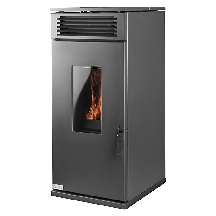 Hidroestufa de pellets Leonora Hidro 24 - 24 kW, Volumen de calefacción: 220 m³, Negro - Vista angular