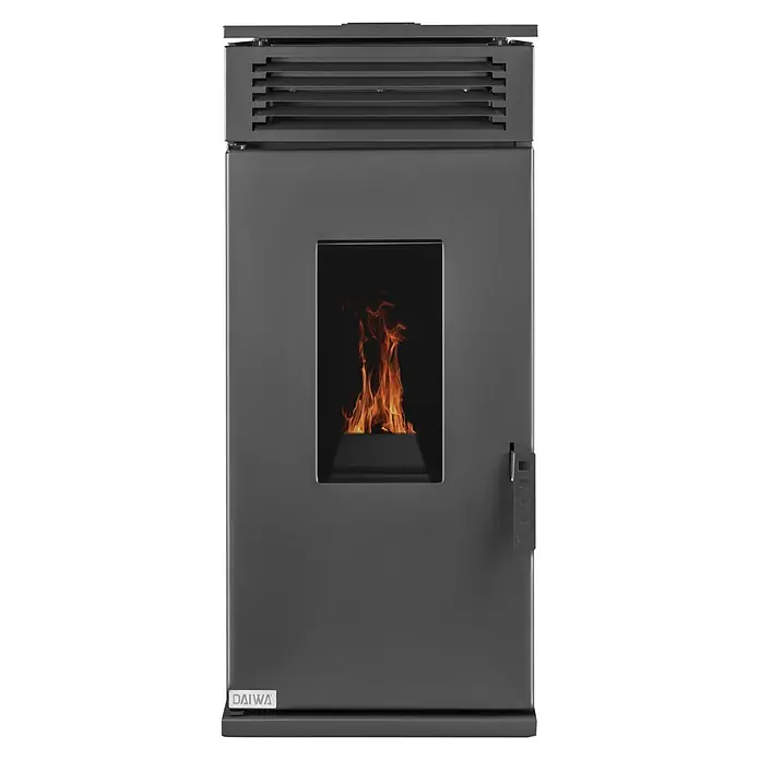 Hidroestufa de pellets Leonora Hidro 24 - 24 kW, Volumen de calefacción: 220 m³, Negro - Vista frontal